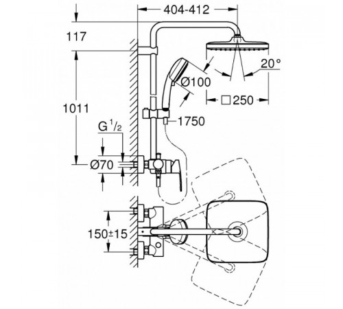 Душевая система Grohe Tempesta Cosmopolitan 26692000 Хром