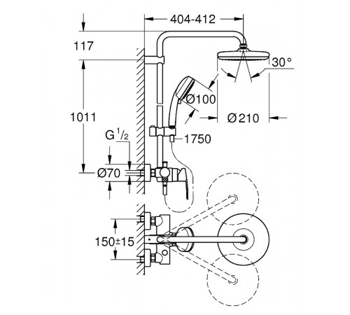 Душевая система Grohe Tempesta Cosmopolitan 26224001 Хром