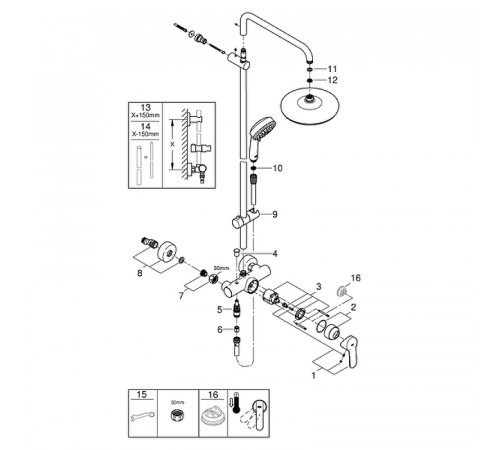 Душевая система Grohe Tempesta Cosmopolitan 26224001 Хром