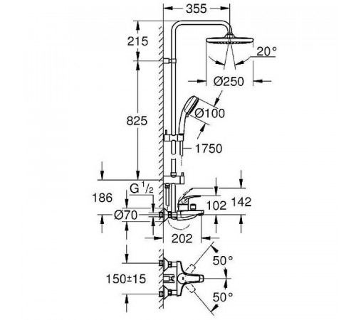 Душевая система Grohe Tempesta Cosmopolitan System 26674000 Хром