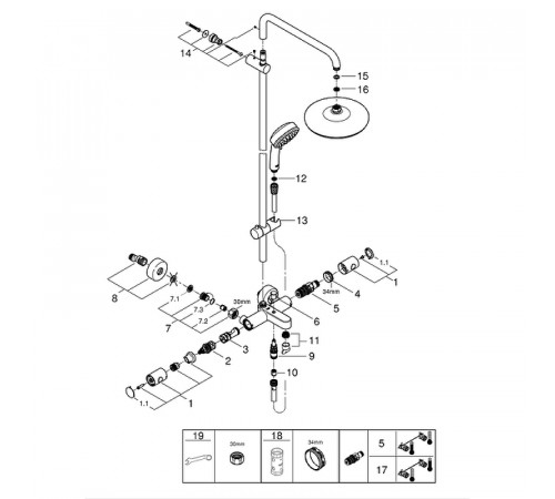 Душевая система Grohe Tempesta Cosmopolitan System 26223001 с термостатом Хром