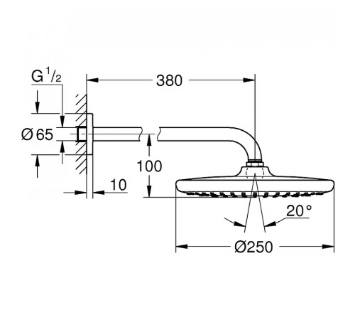 Верхний душ Grohe Tempesta 250 Cube 26663000 Хром