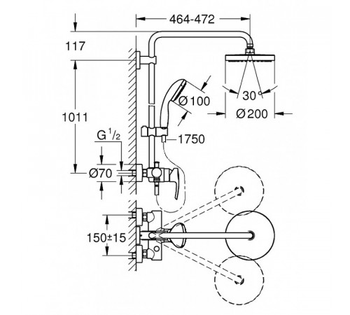 Душевая система Grohe Tempesta 26244001 Хром