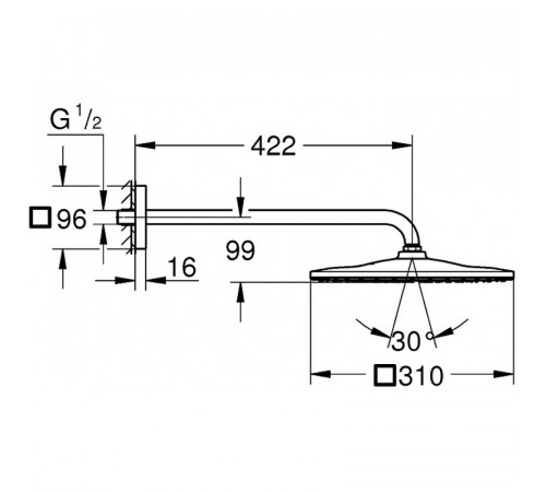 Верхний душ Grohe Rainshower 310 Mono 26563000 Хром