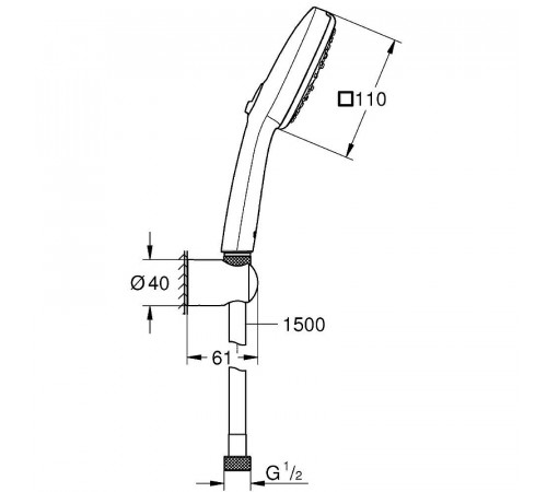 Душевой гарнитур Grohe Tempesta Cube 110 27588003 Хром