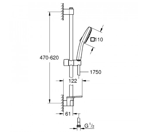 Душевой гарнитур Grohe Tempesta Cube 110 26907003 Хром