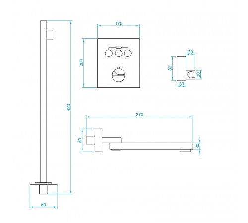 Душевая система RGW Shower Panels SP-371 511408371-01 с термостатом Хром