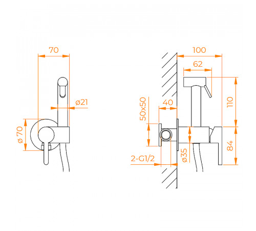 Гигиенический душ со смесителем RGW Shower Panels SP-206B 511408206-04 Черный матовый