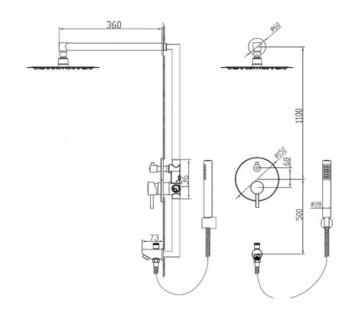 Душевая система RGW Shower Panels SP-52-1B 511408521-04 Черная матовая