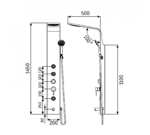 Душевая панель RGW Shower Panels SP-05 B 21140105-14 Черный