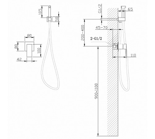 Гигиенический душ со смесителем Abber Daheim AF8225 Хром