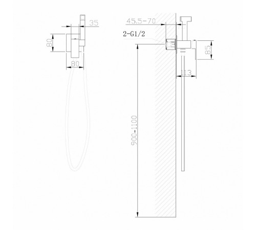 Гигиенический душ со смесителем Abber Daheim AF8226G Золото матовое