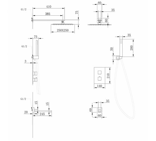 Душевая система Abber Daheim AF8250G с термостатом Золото матовое