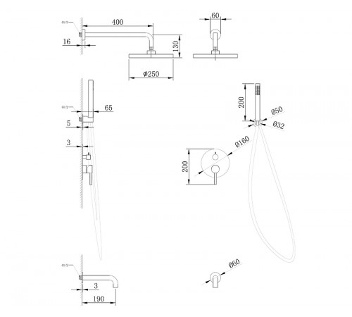 Душевая система Abber Wasser Kreis AF8117B Черная матовая