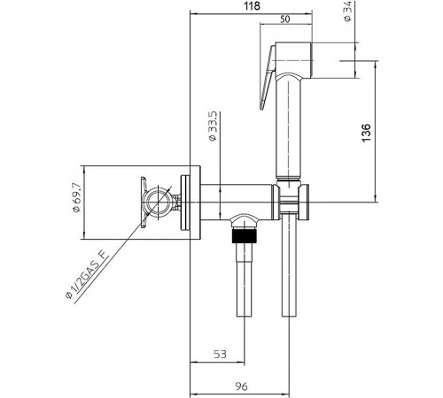 Гигиенический душ со смесителем Bossini Paloma Brass E37007B.030 Хром