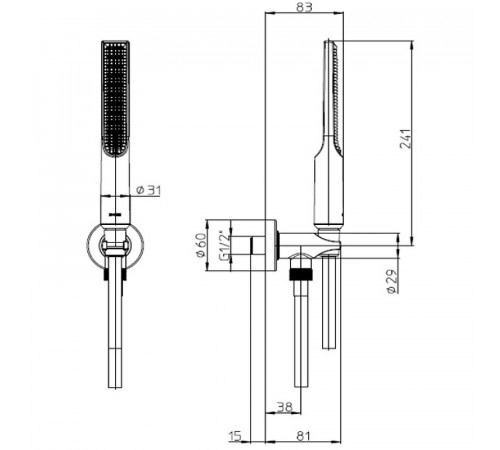 Душевой гарнитур Bossini Apice CE3004C.073 Черный матовый