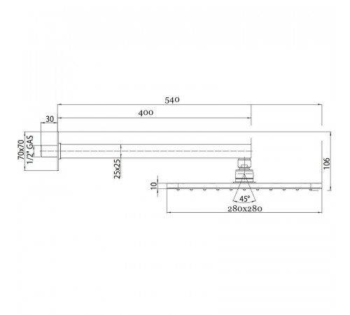 Верхний душ Bossini Cosmo H69598I.073 Черный матовый