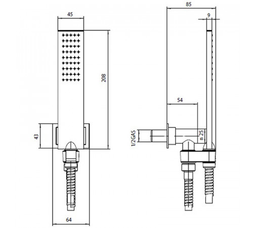 Душевой гарнитур Bossini Flat One C13011C.073 Черный матовый