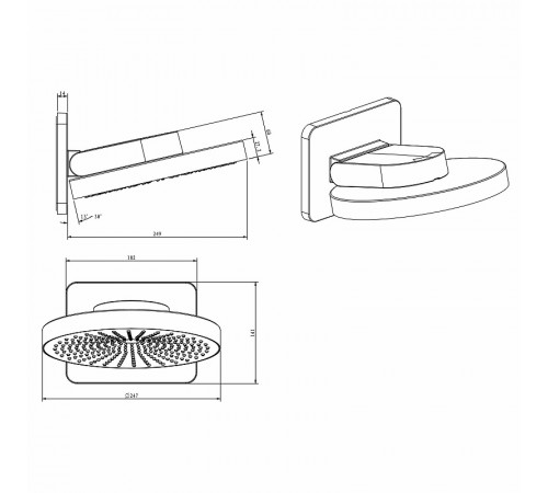 Верхний душ Vincea Inspire VSHD-3I1CMB Черный матовый