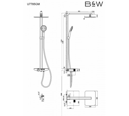 Душевая система Black&White Universe U7785GM 7785GM Gun Metal