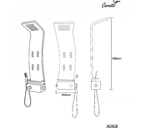 Душевая панель Ceruttispa Adige W CT8979 с гидромассажем Белая глянцевая