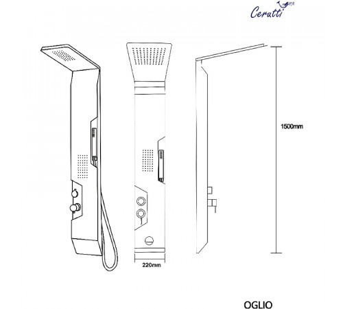 Душевая панель Ceruttispa Oglio B CT8987 с гидромассажем Черная матовая