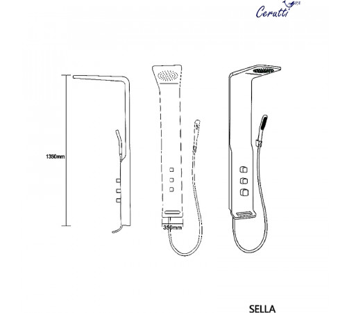 Душевая панель Ceruttispa Sella B CT8989 с термостатом Черная глянцевая