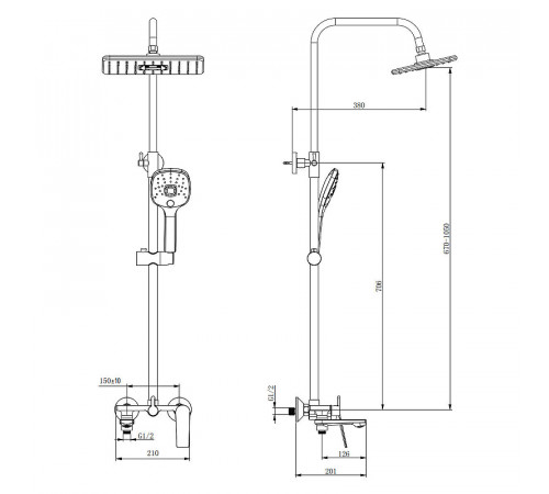 Душевая система Belz B533-7 B24533-7 Черная