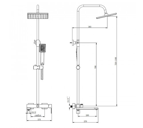 Душевая система Belz B613-7 B24613-7 Черный