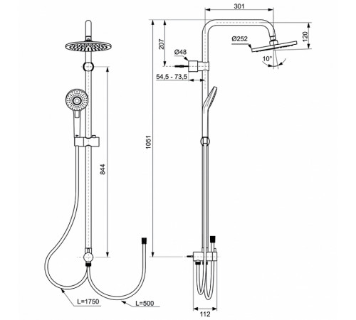 Душевая система Ideal Standard Idealrain Eco Evo A6943AA Хром