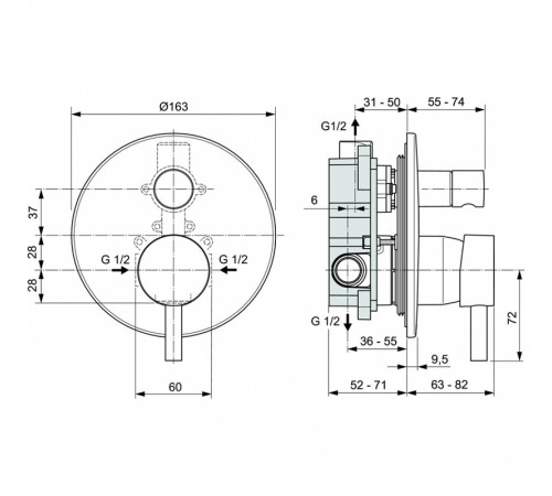 Душевая система Ideal Standard Ceraline  BD192XG Черная матовая