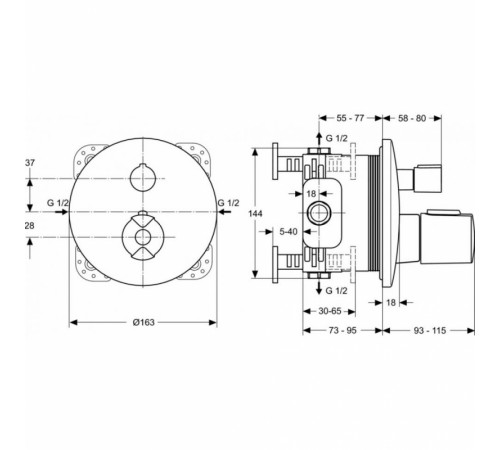 Душевая система Ideal Standard Ceratherm BD006XC с термостатом Хром