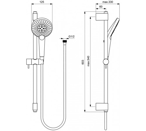 Душевой гарнитур Ideal Standard Ideal Rain Evo Jet Round XL3 B1761AA Хром