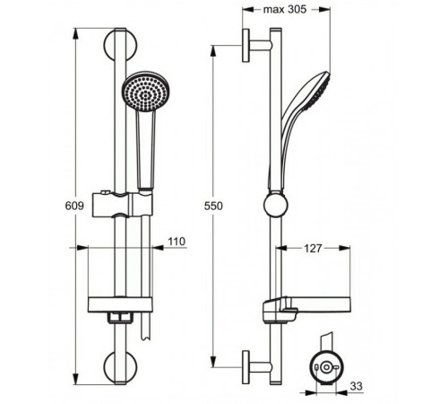 Душевой гарнитур Ideal Standard Ideal Rain Soft B9501AA Хром