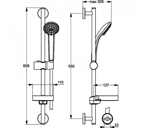 Душевой гарнитур Ideal Standard Ideal Rain Soft B9503AA Хром