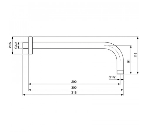 Кронштейн для верхнего душа Ideal Standard Ideal Rain B9444GN Silver Storm