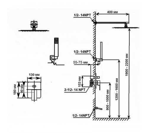 Душевая система ALMAes Weber TVZ-0808 Черная матовая