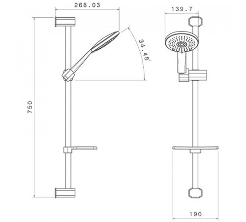 Душевой гарнитур Shouder Arka SHD-00017616 Хром