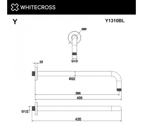 Кронштейн для верхнего душа Whitecross Y brushed gold Y1310GLB Брашированное золото