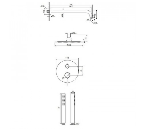 Душевая система Excellent Pi AREX.SET.1245GL Золото