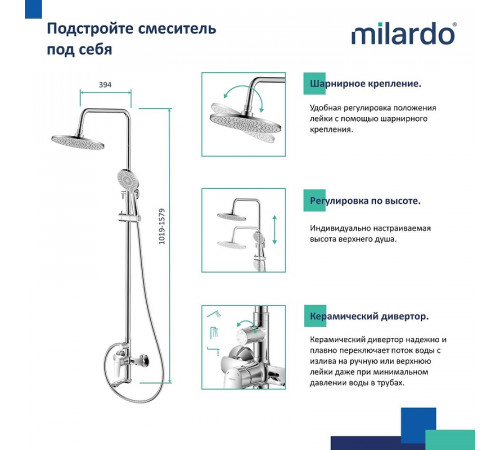 Душевая система Milardo Rora RORSB4FM06 Хром