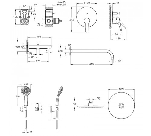 Душевая система Vitra Solid S A49287EXP Хром