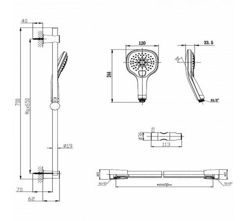 Душевой гарнитур Laparet N2840920LPT Черный