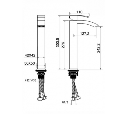 Cмеситель для раковины Hansberge CUBITO H2077BC Черный хром