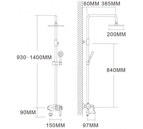 Душевая система Grocenberg GB7001 Хром