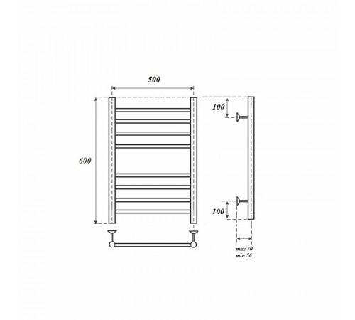 Водяной полотенцесушитель Point Аврора PN10156S П8 500x600 Хром