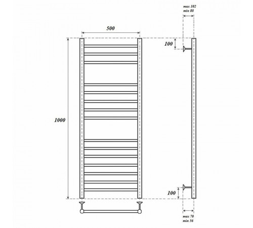 Водяной полотенцесушитель Point Аврора PN10150S П15 500x1000 Хром