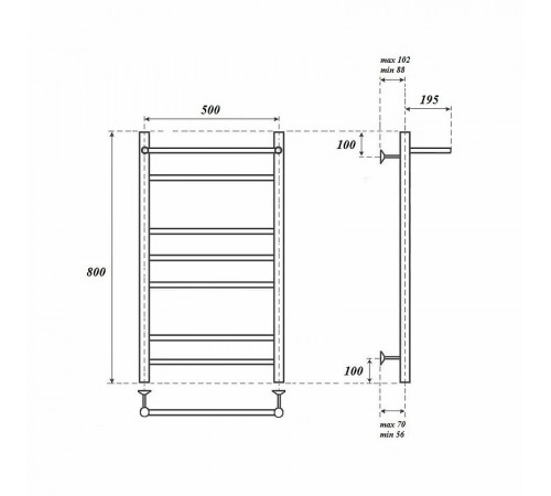 Электрический полотенцесушитель Point Аврора PN10158PE П6 500x800 с полкой левый/правый Хром