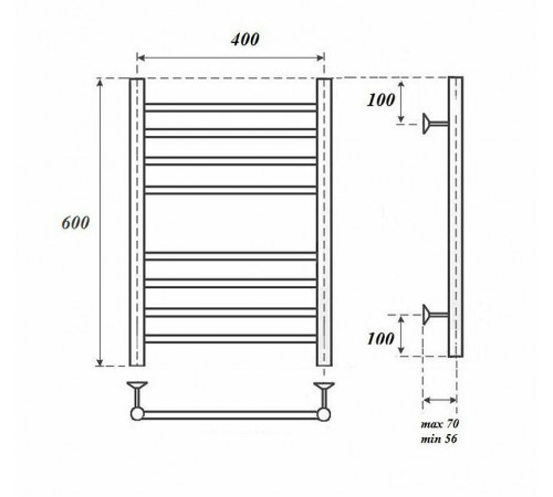 Электрический полотенцесушитель Point Аврора PN10146SE П8 400x600 левый/правый Хром