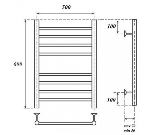Электрический полотенцесушитель Point Аврора PN10156SE П8 500x600 левый/правый Хром
